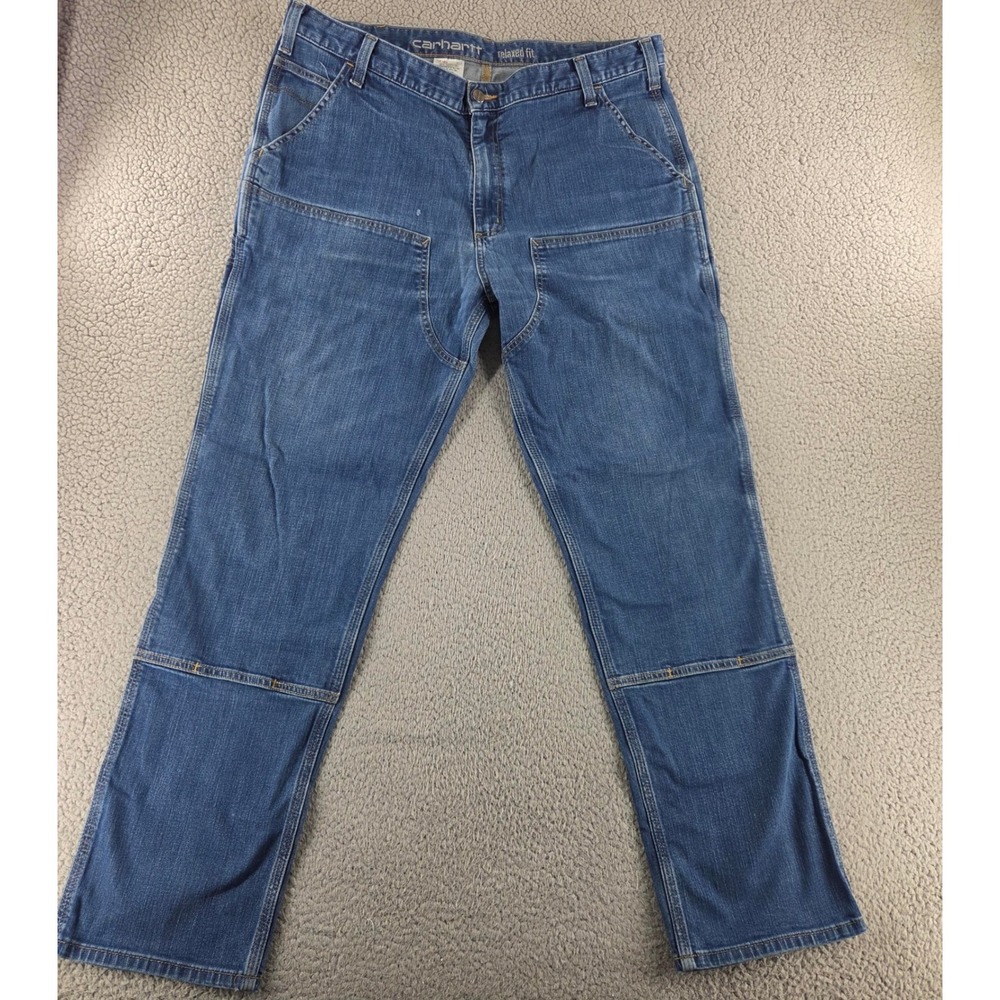 Carhartt Jeans‎ Mens 40 Relaxed Straight Rugged Flex Double Front Denim Dungaree